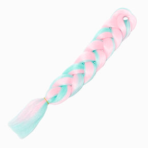 Glow in the Dark Pink &amp; Green Faux Hair Clip-In Braid,