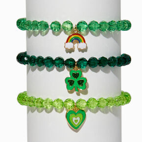 St. Patrick&#39;s Day Beaded Stretch Charm Bracelets - 3 Pack,