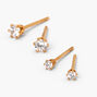 C LUXE by Claire&#39;s 18k Yellow Gold Plated Cubic Zirconia 2MM &amp; 3MM Stud Earrings - 2 Pack,