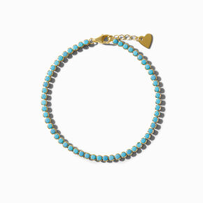C LUXE by Claire&#39;s 18k Yellow Gold Plated Turquoise Tennis Bracelet,