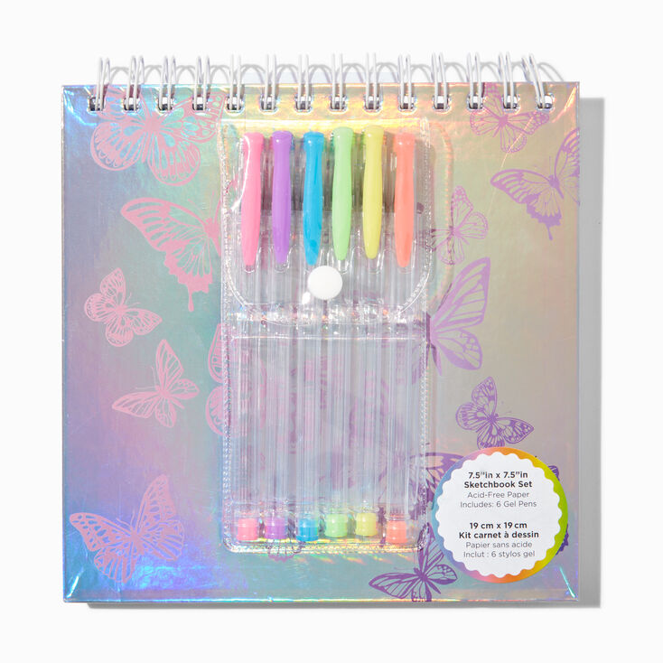 Holographic Butterfly Sketchbook &amp; Gel Pen Set,