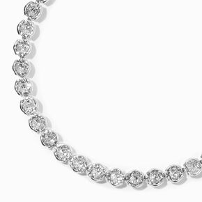Silver-tone Crystal Bezeled Tennis Bracelet,