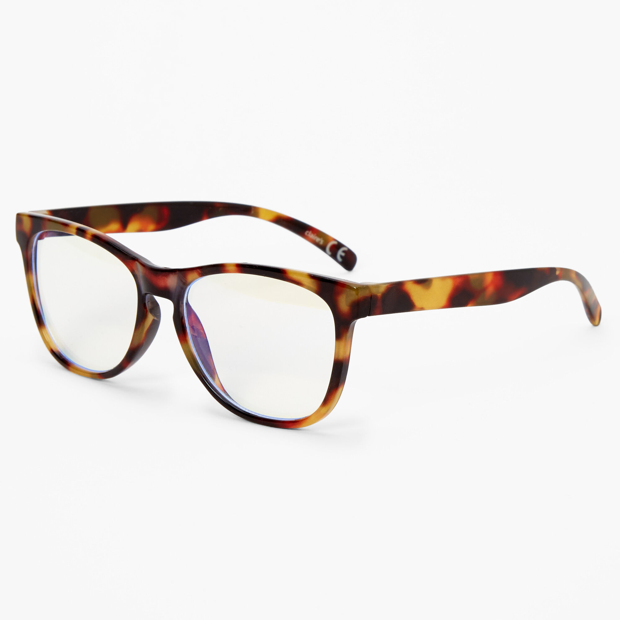 Claire's Lunettes transparentes rétro réduisant la lumière bleue Claire's Club - Écaille de tortue
