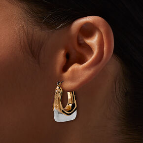 Gold-tone Clear Acrylic Square Hoop Earrings,