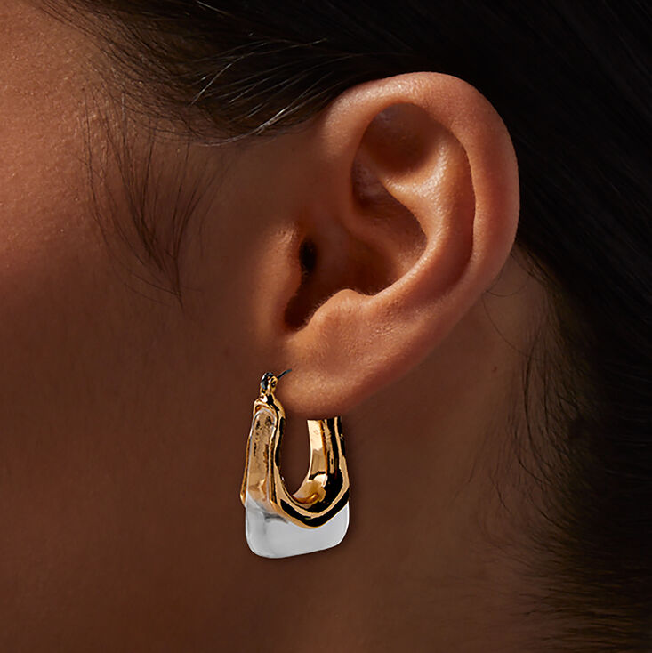Gold-tone Clear Acrylic Square Hoop Earrings,