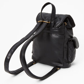Quilted Mini Flap Backpack - Black,
