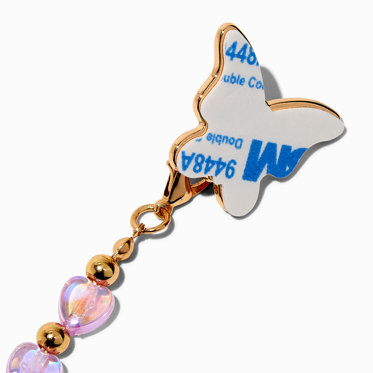 Gold-tone Butterfly &amp; Lilac Bow Sticker Charm,