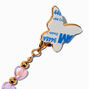 Gold-tone Butterfly &amp; Lilac Bow Sticker Charm,