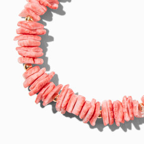 Coral Stacked Shell Stretch Bracelet,