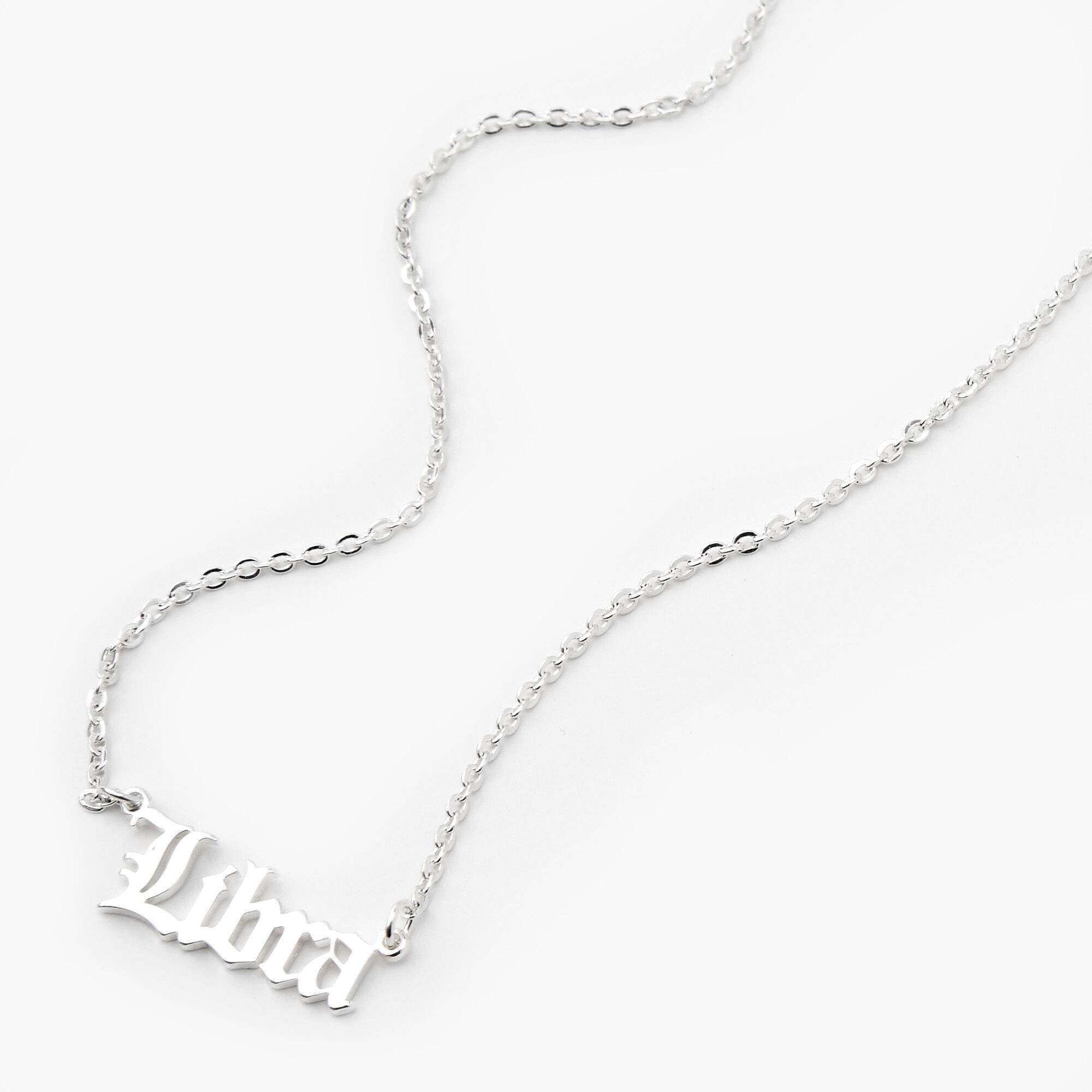 View Claires Tone Gothic Zodiac Pendant Necklace Libra Silver information