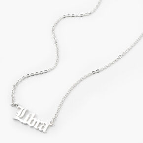 Silver-tone Gothic Zodiac Pendant Necklace - Libra,