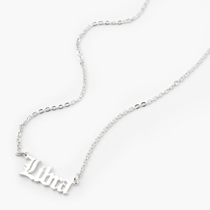 Silver Gothic Zodiac Pendant Necklace - Libra,