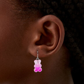 Pink Glitter Gummy Bear 0.5&quot; Drop Earrings,