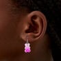 Pink Glitter Gummy Bear 0.5&quot; Drop Earrings,