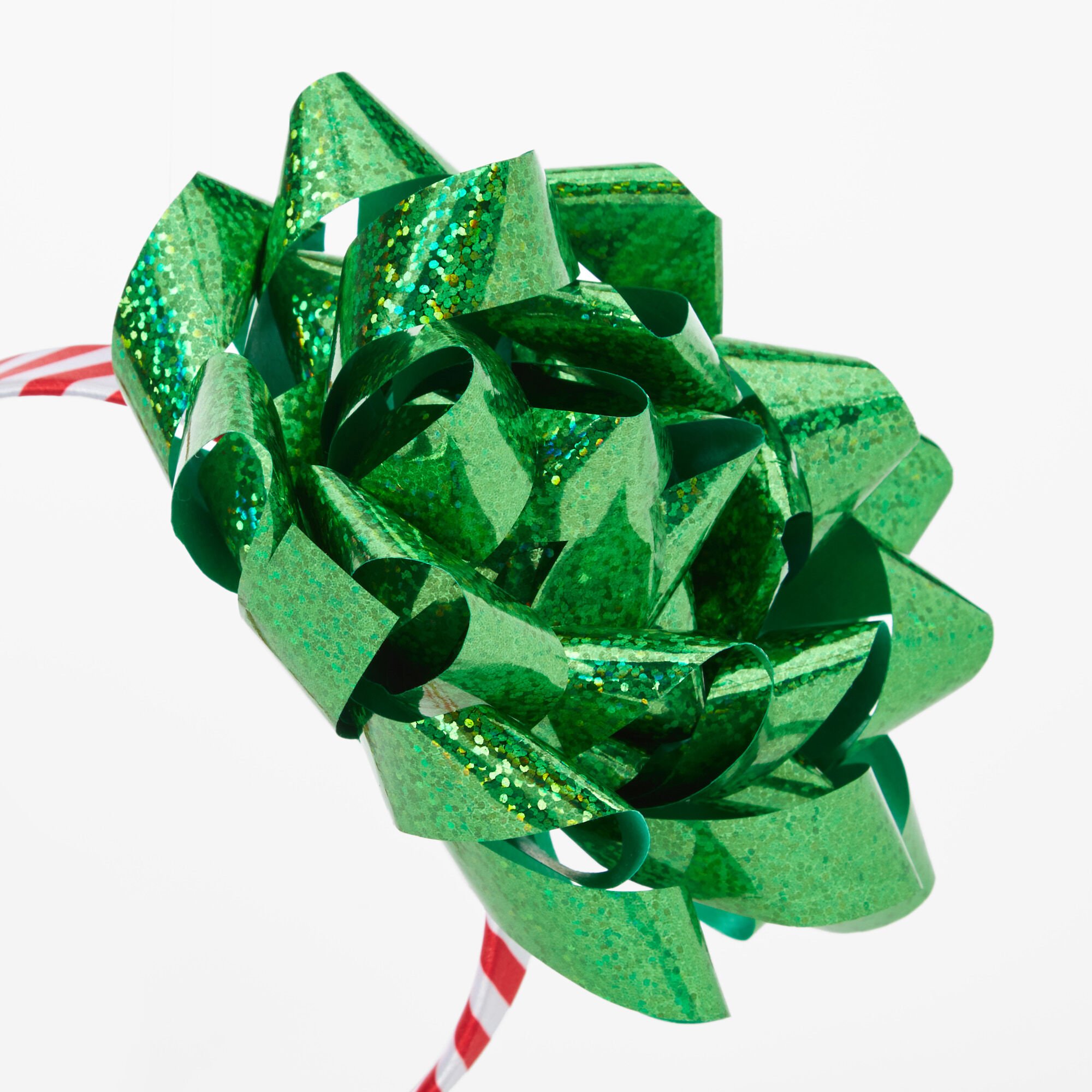 Christmas Striped Bow Headband - Green,