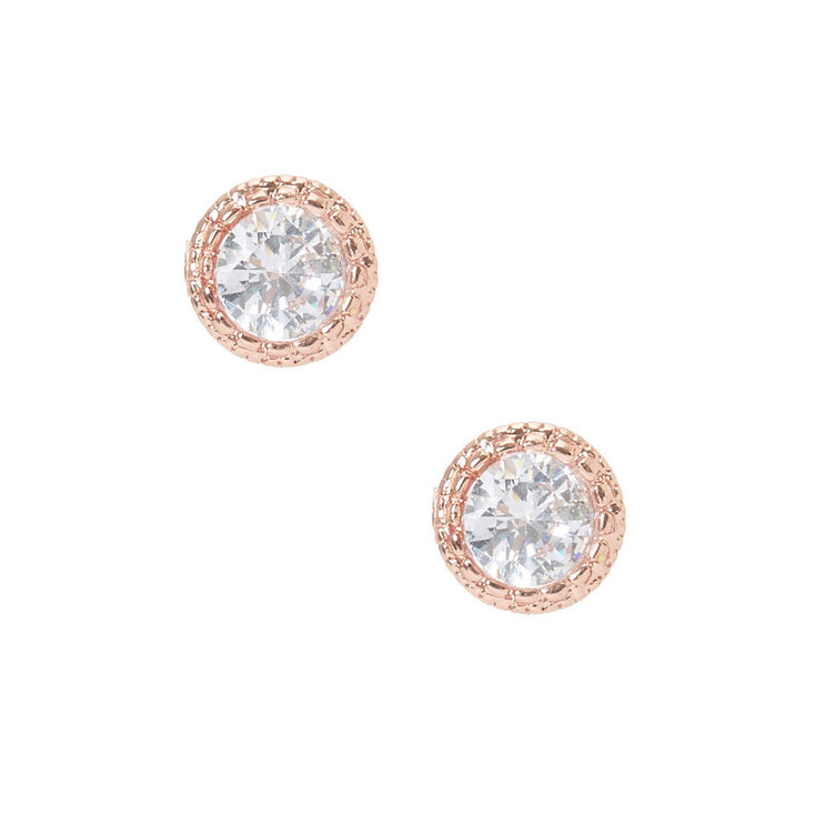 18kt Rose Gold Plated 5MM Crystal Stud Earrings,