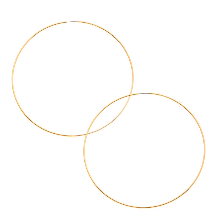 100mm Skinny Gold Tone Hoop Earrings Claire S Us 100mm Skinny Gold Tone Hoop Earrings