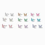 Crystal Coloured Butterfly Stud Earrings - 9 Pack,