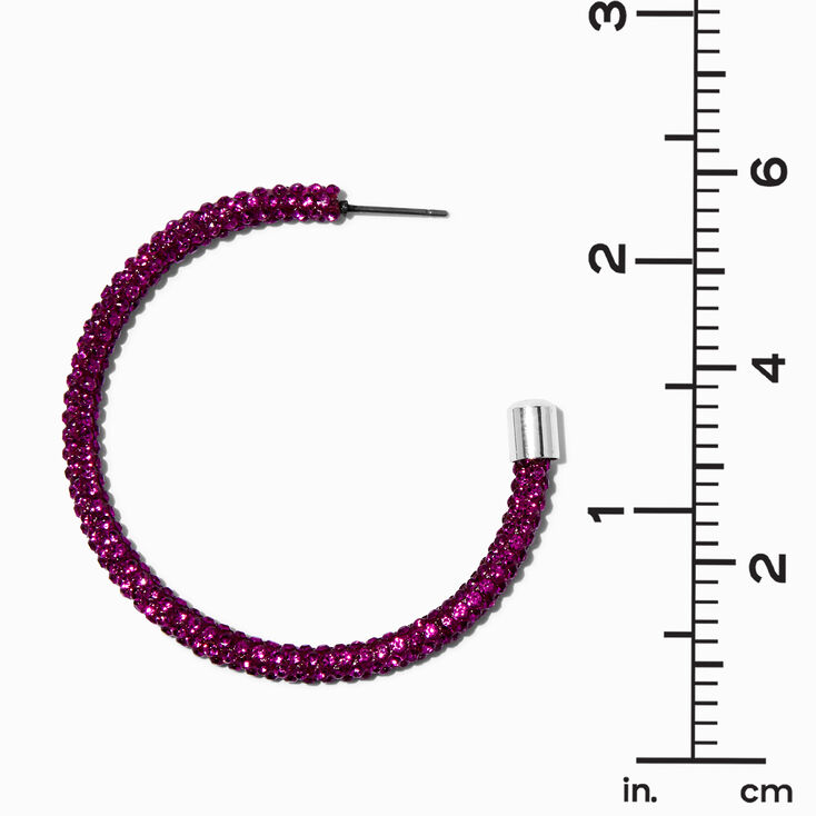 Purple Pav&eacute; Crystal 50MM Hoop Earrings,