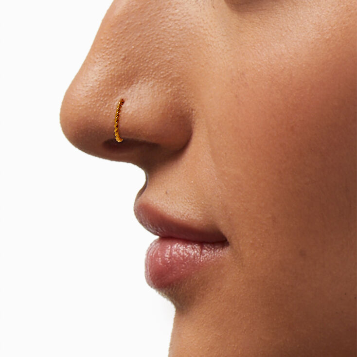 18G 18k Gold Plated Titanium 18G Nose Stud &amp; Mixed Hoops - 3 Pack,