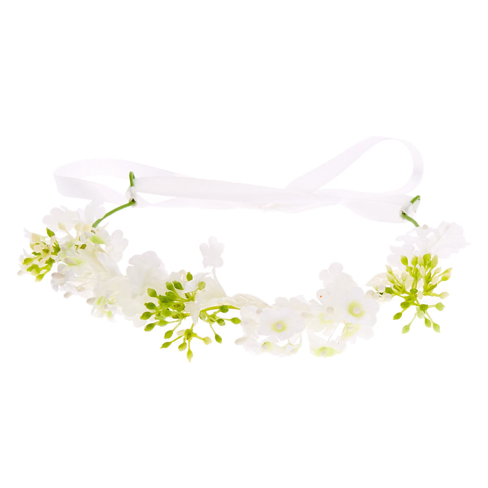 Claire's Club Flower Garland Headwrap - White,