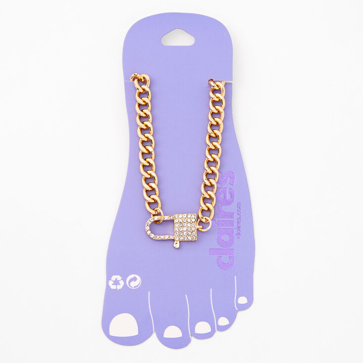 Gold Embellished Lock Chain Anklet,