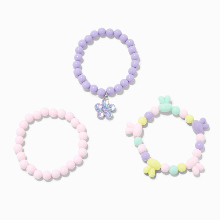 Spring Pastels Beaded Stretch Bracelets - 3 Pack,