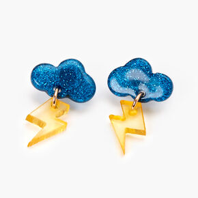 Glitter Cloud Stud Earrings - Blue,