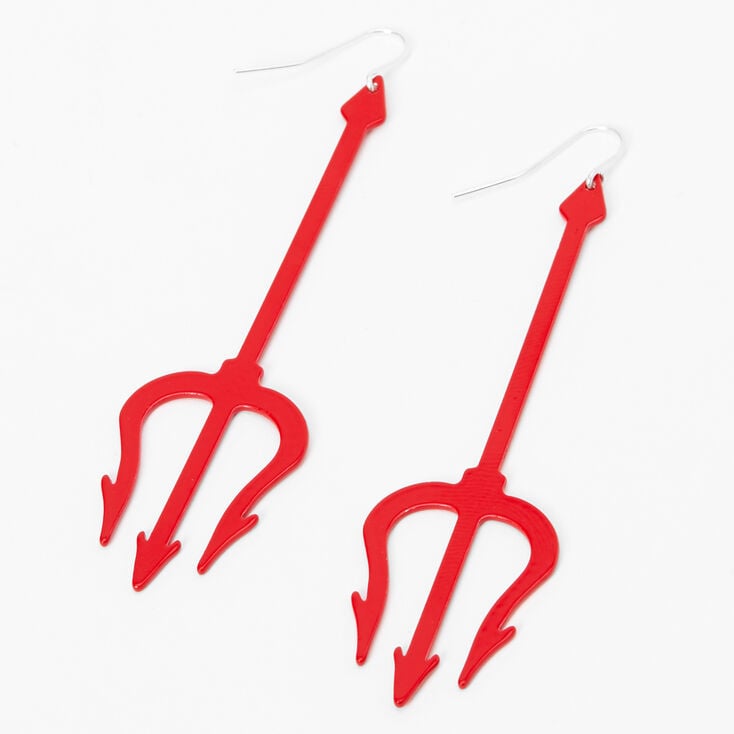 Pitchfork 3&quot; Drop Earrings - Red,