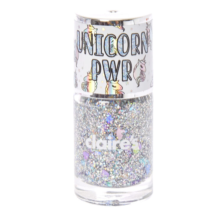 Unicorn PWR Holographic Chunky Glitter Nail Polish - Silver,