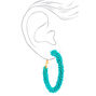 Gold 50MM Beaded Hoop Earrings - Turquoise,