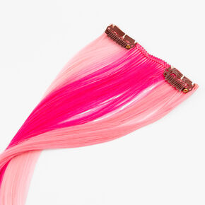 Extensions de cheveux synth&eacute;tiques &agrave; clip avec d&eacute;grad&eacute; de couleurs - Rose, lot de 2,