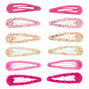 Pretty Pink Glitter Snap Hair Clips - 12 Pack,