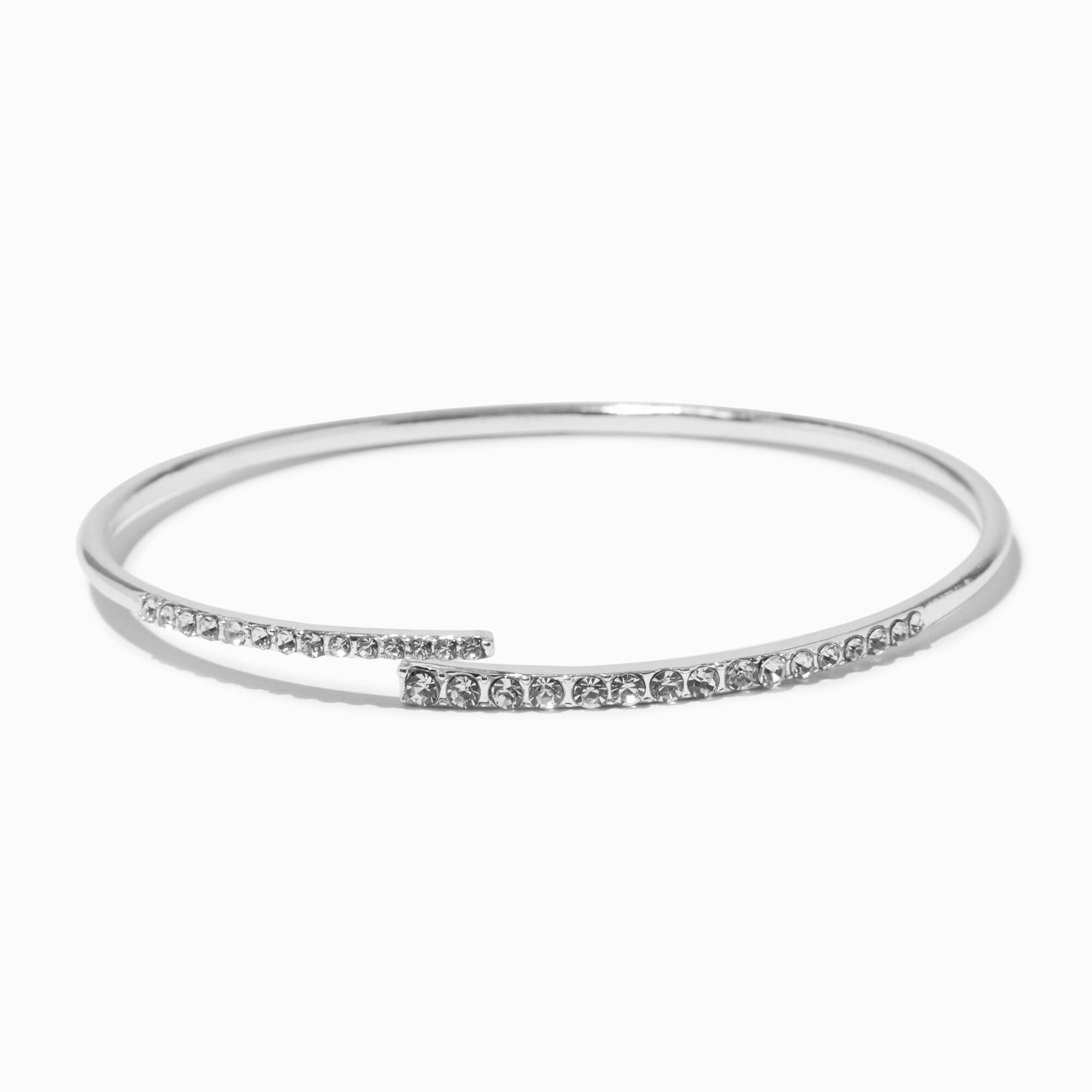 View Claires Tone Rhinestone Wrap Bangle Bracelet Silver information