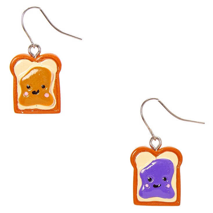 Silver 0.5&quot; PB &amp; J Drop Earrings,