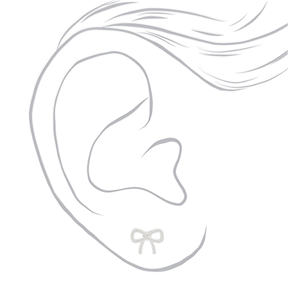 Silver Bow Stud Earrings,