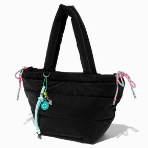 Black Nylon Puffy Tote Bag,