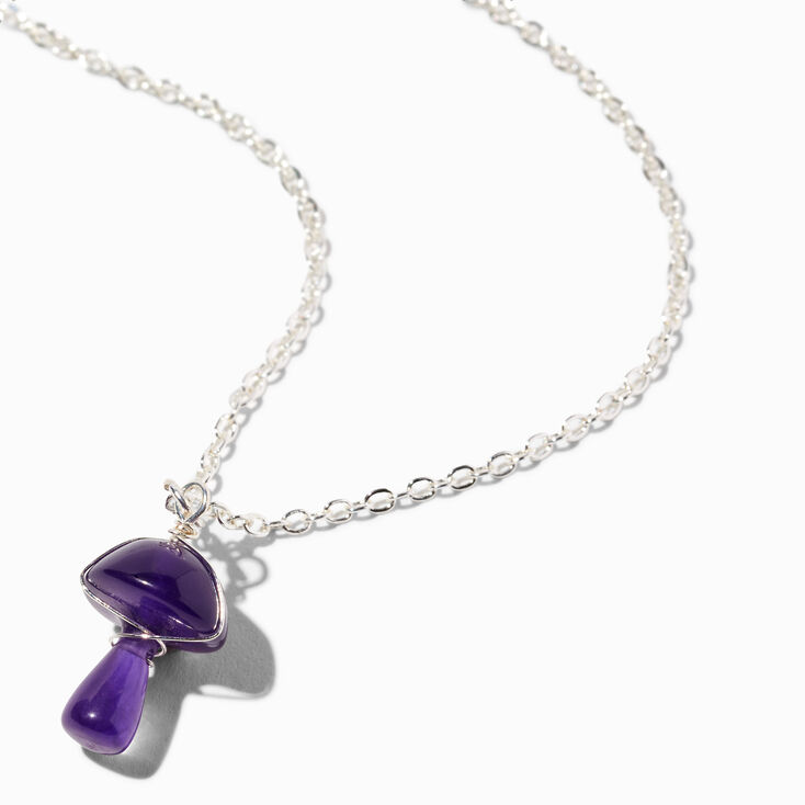 Purple Mushroom Pendant Necklace,