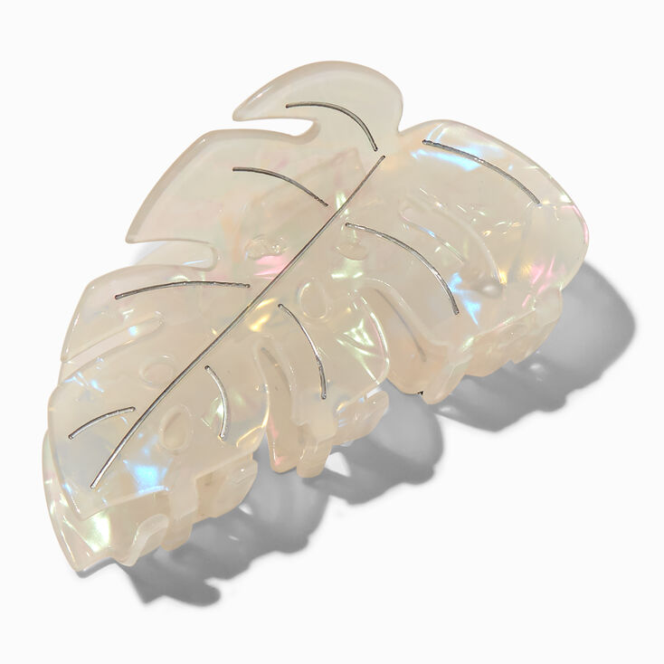 White Iridescent Leaf Hair Claw,