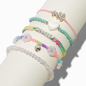 T H E M E x Claire&#39;s &#39;&#39;Happy&#39;&#39; Beaded Bracelet Set - 5 Pack,