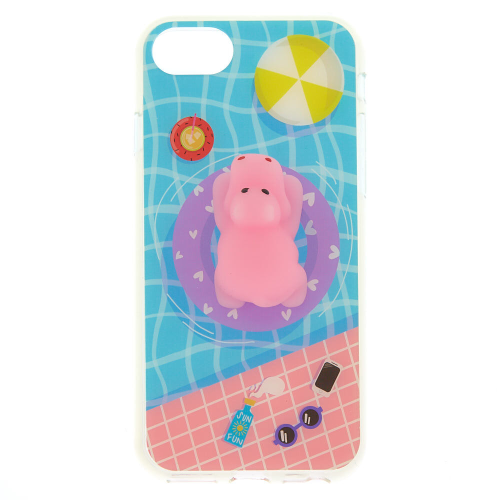 Pool Side Hippo Squishy Phone Case - Fits iPhone 6/7/8,