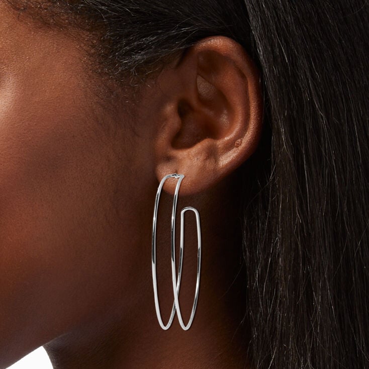 Silver 60MM Double Hoop Earrings,