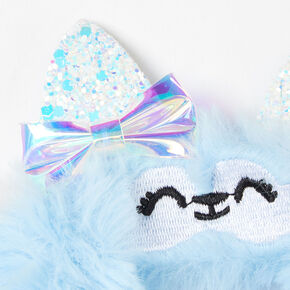 Blue Medium Faux Fur Husky Hair Scrunchie,