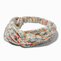 Pleated Green Floral Twisted Headwrap,