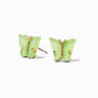 Gold Glitter Butterfly Stud Earrings - Green,