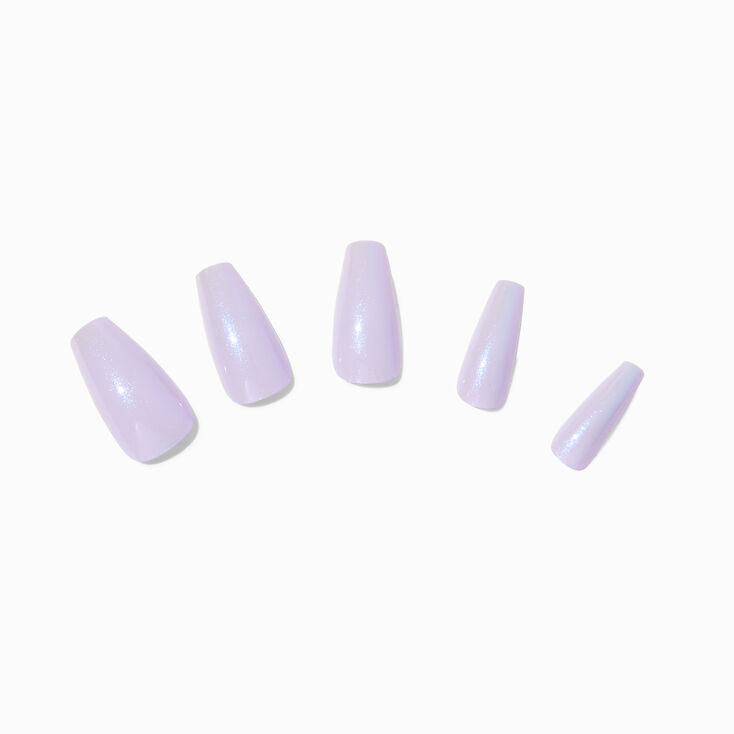 Faux ongles vegan ballerine lilas effet glac&eacute; - Lot de 24,