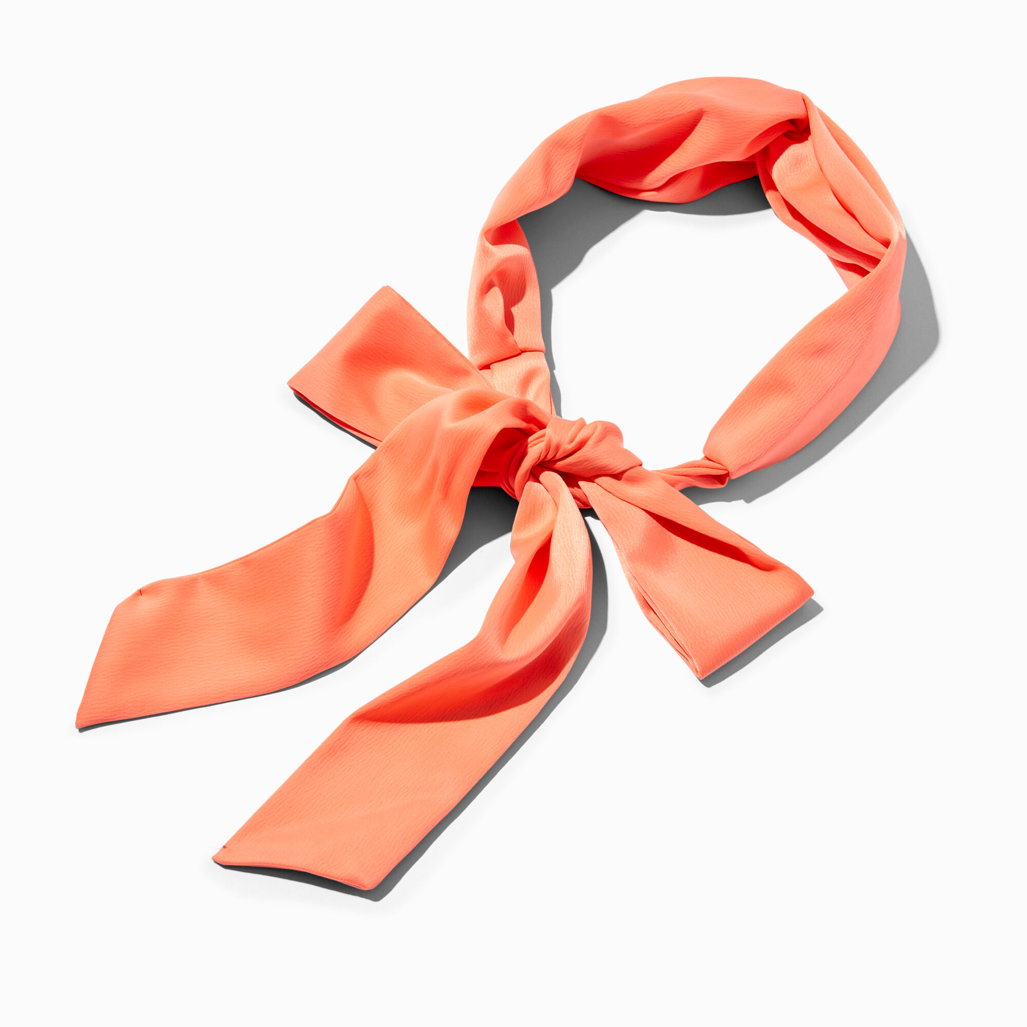 View Claires Silky Bow Twist Headwrap Coral information