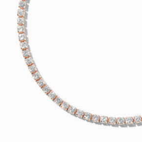 Rose Gold-tone Cubic Zirconia Tiny Tennis Bracelet,