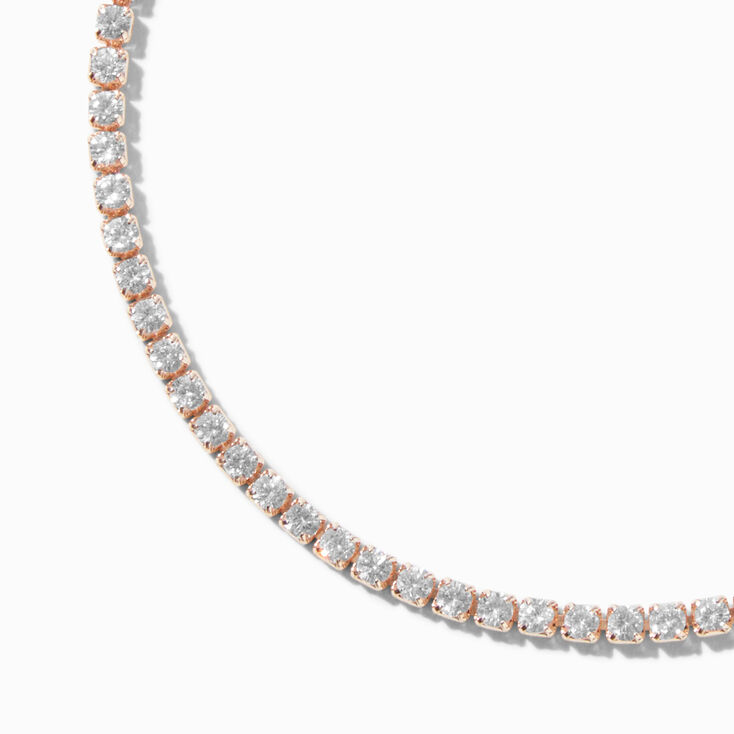 Rose Gold-tone Cubic Zirconia Tiny Tennis Bracelet,