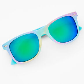 Aqua Tie Dye Mirrored Sunglasses,